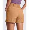 imageCRZ YOGA Womens Lightweight Mid Rise Hiking Shorts 4  Stretch for Athletic Summer Travel Outdoor Golf with Zip PocketsDoe Brown