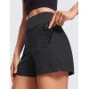 imageCRZ YOGA Womens Lightweight Mid Rise Hiking Shorts 4  Stretch for Athletic Summer Travel Outdoor Golf with Zip PocketsInk Gray