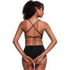 imageCRZ YOGA Womens V Neck Bikini Tops Criss Cross Back Sexy Swim Bathing Suit Bra PaddedBlack