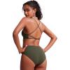 imageCRZ YOGA Womens V Neck Bikini Tops Criss Cross Back Sexy Swim Bathing Suit Bra PaddedDark Olive