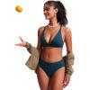 imageCRZ YOGA Womens V Neck Bikini Tops Criss Cross Back Sexy Swim Bathing Suit Bra PaddedInsignia Blue