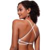 imageCRZ YOGA Womens V Neck Bikini Tops Criss Cross Back Sexy Swim Bathing Suit Bra PaddedWhite