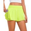 imageCRZ YOGA 2 in 1 Flowy Running Shorts for Women High Waisted Quick Dry for Athletic Gym Lounge Workout Cute Tennis SkirtsNeon Yellow