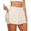 imageCRZ YOGA 2 in 1 Flowy Running Shorts for Women High Waisted Quick Dry for Athletic Gym Lounge Workout Cute Tennis SkirtsWhite Apricot