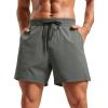 imageCRZ YOGA Gym Shorts Men 5 Side Split Quick Dry Lightweight Stretchy for Athletic Workout Running with Zipper PocketGrey Sage