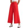 imageCRZ YOGA Lightweight Wide Leg Cropped Pants for Women 25quot High Waisted Loose Casual Lounge Travel Work Sweatpants SummerDeep Red