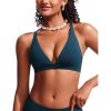 imageCRZ YOGA Womens V Neck Bikini Tops Criss Cross Back Sexy Swim Bathing Suit Bra PaddedInsignia Blue