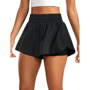 imageCRZ YOGA 2 in 1 Flowy Running Shorts for Women High Waisted Quick Dry for Athletic Gym Lounge Workout Cute Tennis SkirtsBlack