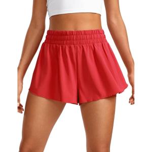 imageCRZ YOGA 2 in 1 Flowy Running Shorts for Women High Waisted Quick Dry for Athletic Gym Lounge Workout Cute Tennis SkirtsDark Red