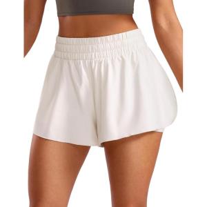 imageCRZ YOGA 2 in 1 Flowy Running Shorts for Women High Waisted Quick Dry for Athletic Gym Lounge Workout Cute Tennis SkirtsMilky White Bone