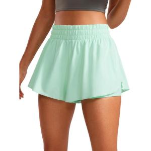imageCRZ YOGA 2 in 1 Flowy Running Shorts for Women High Waisted Quick Dry for Athletic Gym Lounge Workout Cute Tennis SkirtsMint Moment