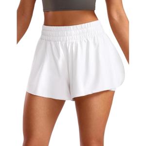 imageCRZ YOGA 2 in 1 Flowy Running Shorts for Women High Waisted Quick Dry for Athletic Gym Lounge Workout Cute Tennis SkirtsWhite