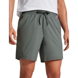 imageCRZ YOGA Casual Workout Mens Shorts 7 Inch Lightweight Quick Dry for Gym Athletic with Zipper PocketGrey Sage