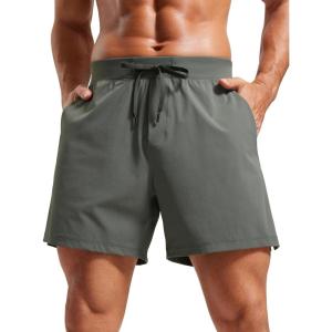 imageCRZ YOGA Gym Shorts Men 5 Side Split Quick Dry Lightweight Stretchy for Athletic Workout Running with Zipper PocketGrey Sage