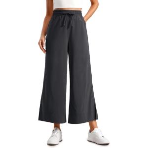imageCRZ YOGA Lightweight Wide Leg Cropped Pants for Women 25quot High Waisted Loose Casual Lounge Travel Work Sweatpants SummerGraphite Grey