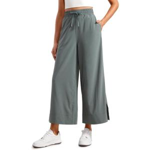 imageCRZ YOGA Lightweight Wide Leg Cropped Pants for Women 25quot High Waisted Loose Casual Lounge Travel Work Sweatpants SummerGrey Sage