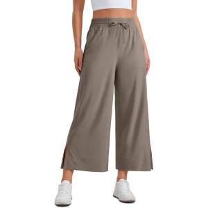 imageCRZ YOGA Lightweight Wide Leg Cropped Pants for Women 25quot High Waisted Loose Casual Lounge Travel Work Sweatpants SummerNomad Grey