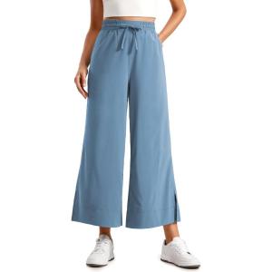 imageCRZ YOGA Lightweight Wide Leg Cropped Pants for Women 25quot High Waisted Loose Casual Lounge Travel Work Sweatpants SummerUniverse Blue