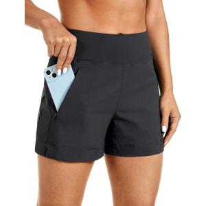 imageCRZ YOGA Womens Lightweight Mid Rise Hiking Shorts 4  Stretch for Athletic Summer Travel Outdoor Golf with Zip PocketsInk Gray