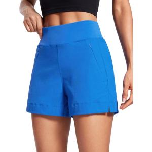 imageCRZ YOGA Womens Lightweight Mid Rise Hiking Shorts 4  Stretch for Athletic Summer Travel Outdoor Golf with Zip PocketsSparkle Blue