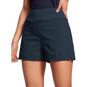imageCRZ YOGA Womens Lightweight Mid Rise Hiking Shorts 4  Stretch for Athletic Summer Travel Outdoor Golf with Zip PocketsTrue Navy