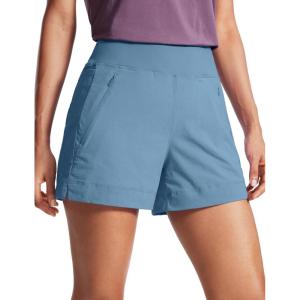 imageCRZ YOGA Womens Lightweight Mid Rise Hiking Shorts 4  Stretch for Athletic Summer Travel Outdoor Golf with Zip PocketsUniverse Blue