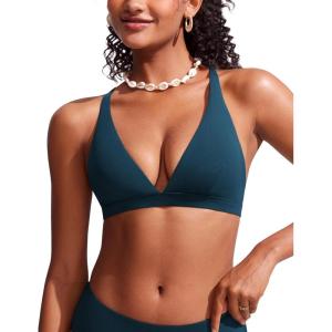 imageCRZ YOGA Womens V Neck Bikini Tops Criss Cross Back Sexy Swim Bathing Suit Bra PaddedInsignia Blue