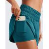 imageCRZ YOGA 2 in 1 High Waisted Running Shorts for Women 3quot  Split Breathable for Athletic Tennis Gym Workout with PocketsBorealis Green