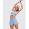 imageCRZ YOGA 2 in 1 High Waisted Running Shorts for Women 3quot  Split Breathable for Athletic Tennis Gym Workout with PocketsThe Breeze Blue
