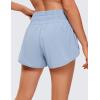 imageCRZ YOGA 2 in 1 High Waisted Running Shorts for Women 3quot  Split Breathable for Athletic Tennis Gym Workout with PocketsThe Breeze Blue