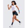 imageCRZ YOGA 2 in 1 High Waisted Running Shorts for Women 3quot  Split Breathable for Athletic Tennis Gym Workout with PocketsTrue Navy