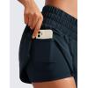 imageCRZ YOGA 2 in 1 High Waisted Running Shorts for Women 3quot  Split Breathable for Athletic Tennis Gym Workout with PocketsTrue Navy