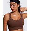 imageCRZ YOGA Softness Mold Womens Butterluxe Strappy Longline Sports Bra  Double Spaghetti Strap Workout Yoga Crop Top AthleticCoffee Brown