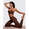 imageCRZ YOGA Softness Mold Womens Butterluxe Strappy Longline Sports Bra  Double Spaghetti Strap Workout Yoga Crop Top AthleticCoffee Brown