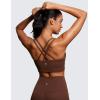 imageCRZ YOGA Softness Mold Womens Butterluxe Strappy Longline Sports Bra  Double Spaghetti Strap Workout Yoga Crop Top AthleticCoffee Brown