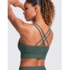 imageCRZ YOGA Softness Mold Womens Butterluxe Strappy Longline Sports Bra  Double Spaghetti Strap Workout Yoga Crop Top AthleticDark Forest Green