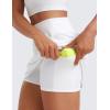imageCRZ YOGA Womens High Waisted Tennis Skirts with 3 Pockets Golf A Line Lightweight Cute Athletic Casual SkortsWhite