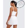 imageCRZ YOGA Womens High Waisted Tennis Skirts with 3 Pockets Golf A Line Lightweight Cute Athletic Casual SkortsWhite