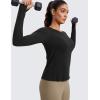imageCRZ YOGA Womens Seamless Workout Long Sleeve Shirts Quick Dry Gym Athletic Tops Breathable Running Yoga TShirtsBlack