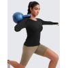 imageCRZ YOGA Womens Seamless Workout Long Sleeve Shirts Quick Dry Gym Athletic Tops Breathable Running Yoga TShirtsBlack