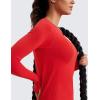 imageCRZ YOGA Womens Seamless Workout Long Sleeve Shirts Quick Dry Gym Athletic Tops Breathable Running Yoga TShirtsDeep Red
