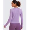imageCRZ YOGA Womens Seamless Workout Long Sleeve Shirts Quick Dry Gym Athletic Tops Breathable Running Yoga TShirtsElfin Purple
