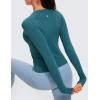 imageCRZ YOGA Womens Seamless Workout Long Sleeve Shirts Quick Dry Gym Athletic Tops Breathable Running Yoga TShirtsGreen Jade