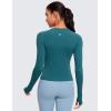 imageCRZ YOGA Womens Seamless Workout Long Sleeve Shirts Quick Dry Gym Athletic Tops Breathable Running Yoga TShirtsGreen Jade