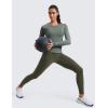 imageCRZ YOGA Womens Seamless Workout Long Sleeve Shirts Quick Dry Gym Athletic Tops Breathable Running Yoga TShirtsGrey Sage