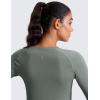 imageCRZ YOGA Womens Seamless Workout Long Sleeve Shirts Quick Dry Gym Athletic Tops Breathable Running Yoga TShirtsGrey Sage