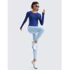 imageCRZ YOGA Womens Seamless Workout Long Sleeve Shirts Quick Dry Gym Athletic Tops Breathable Running Yoga TShirtsLarkspur Blue