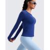 imageCRZ YOGA Womens Seamless Workout Long Sleeve Shirts Quick Dry Gym Athletic Tops Breathable Running Yoga TShirtsLarkspur Blue