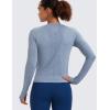 imageCRZ YOGA Womens Seamless Workout Long Sleeve Shirts Quick Dry Gym Athletic Tops Breathable Running Yoga TShirtsOasis Blue