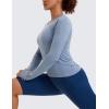 imageCRZ YOGA Womens Seamless Workout Long Sleeve Shirts Quick Dry Gym Athletic Tops Breathable Running Yoga TShirtsOasis Blue